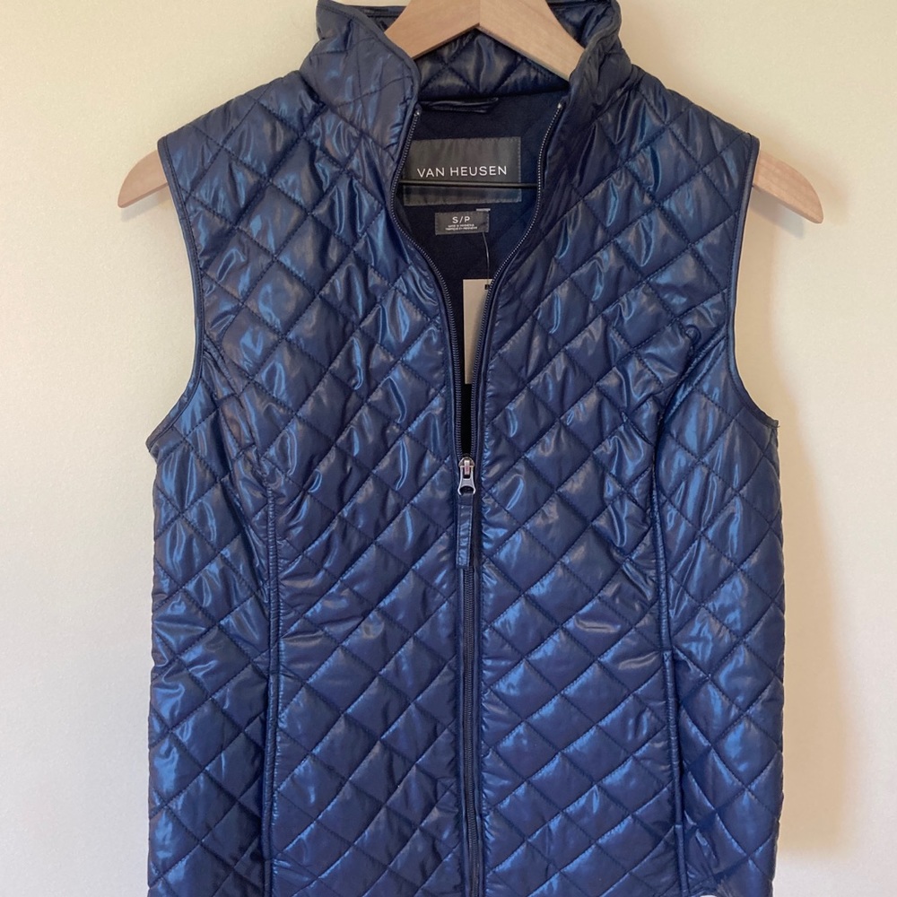 Van Heusen Quilted Navy Vest S New NWT